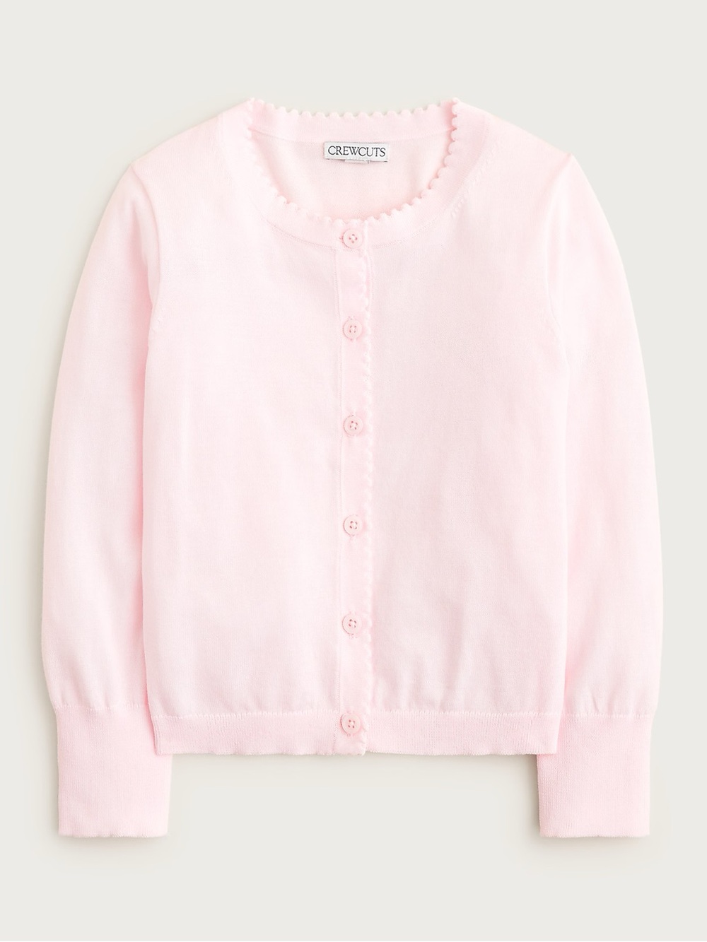 Crewcuts Girls Scalloped Lightweight Cotton Cardigan Pink